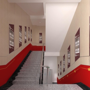 现代党建红色教育楼梯间3D模型下载